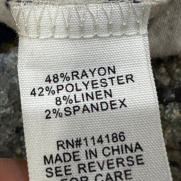 89th Madison Women Top 1X Beige Blue Striped Short Sleeve Rayon Blend Minimalist - Picture 8 of 8